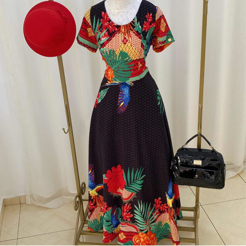 Imagem 4 de 8 de Vestido Rodado Longo Florido