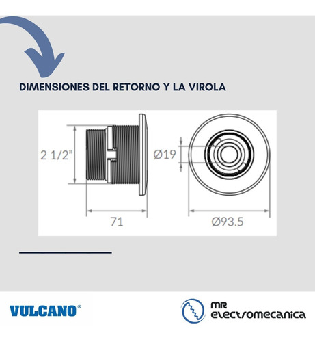 Imagen 6 de 10 de Toma Fondo 4 Retornos 1 Virola Vulcano Pileta Hormigón Pegar