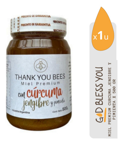 Miel Premium Nat Curcuma Pimienta Jengibre Thankyoubeesx500g