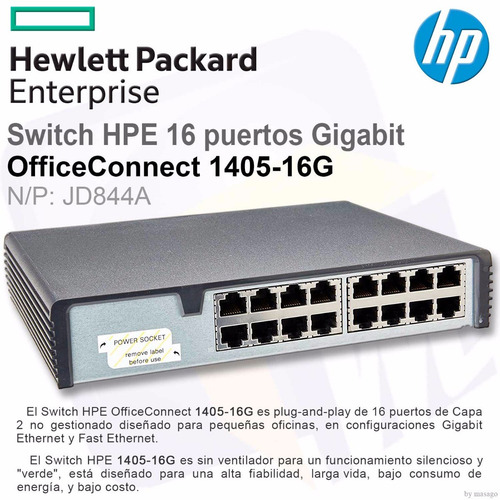 Switch Hp 16 Puertos Gigabit 1405 16g Hpe 1405-16g Jd844a
