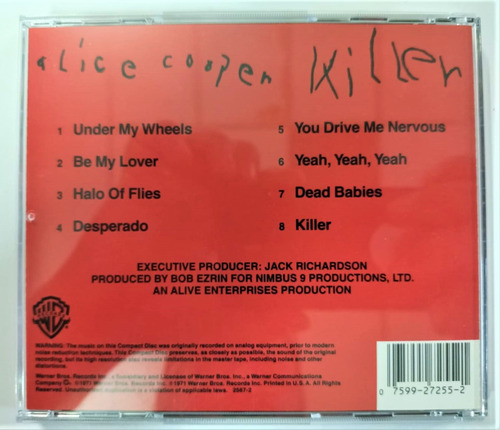 Alice Cooper Killer Cd De Usa Como Nuevo (Usado)