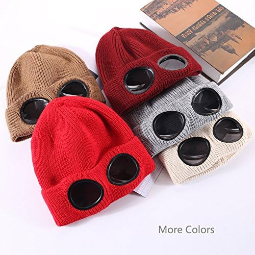 Manswill Gorro De Lana Unisex Con Gafas De Punto, Cálido Gor