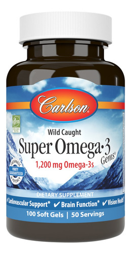 Carlson Labs Super Omega 3 1200 Mg, 100 Softgels Sabor Sin Sabor