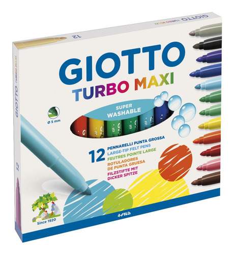 Imagen 1 de 5 de Marcadores Gruesos Giotto 12 Colores  Casa Dorita