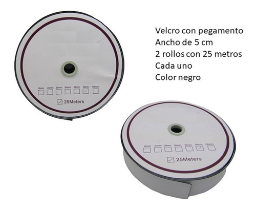 Velcro O Contactel Con Pegamento Ancho 5 Cm Con 25 Metros