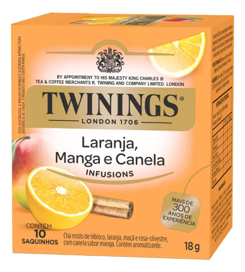 Chá Twinings Laranja Manga e Canela em sachê 18 g 10 u