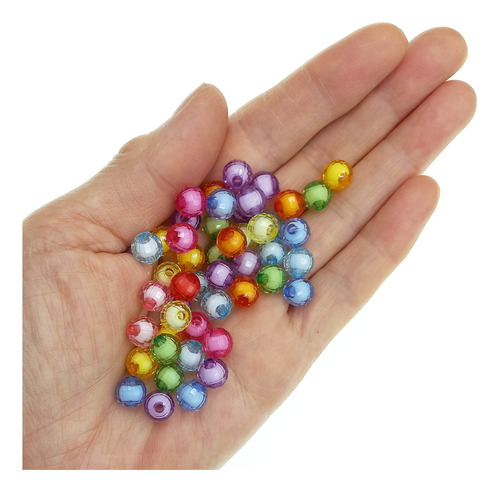 200aprox Cuentas Bolas Perlas Colores Surtidos Inyectado 8mm