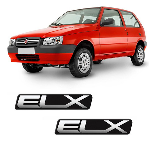Par Adesivos Elx Fiat Uno Mille Emblema Resinado Para-lama