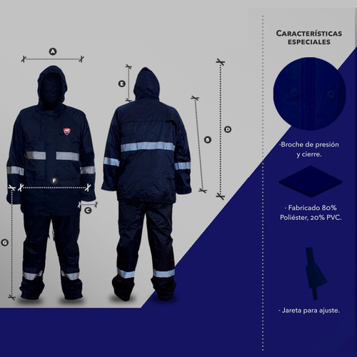Imagen 2 de 4 de Impermeable Motociclista Mr Con Reflejante Y Capucha Azul