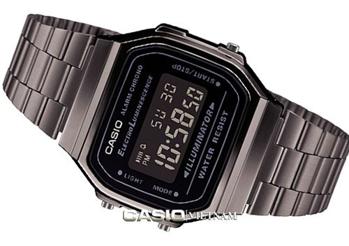 Imagen 2 de 3 de Reloj Casio Vintage Cromado Negro A168wgg-1b