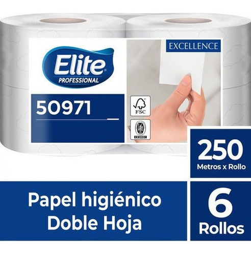 6 Rollos De Papel Higiénico Elite Professional De 250 Mts