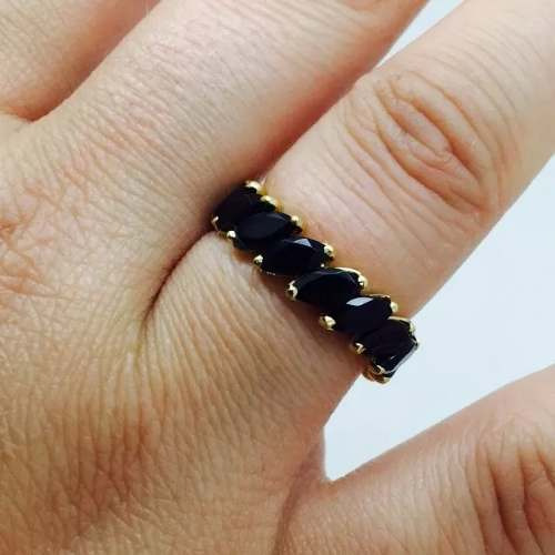 Aliança Ônix Negro Navetes Em Ouro 18k Frete Gratis