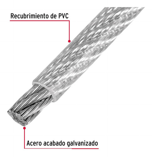 Cable Flexible 1/4' Acero 7x19 Recubierto Pvc Carrete 75 M
