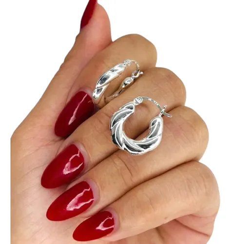 comprar Aros Argolla Soga Liso Plata 925 Ideal Regalo Ar 539-13
