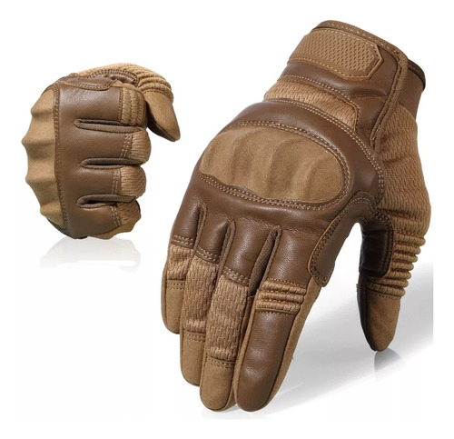 Guantes De Moto De Cuero Con Dedos Completos