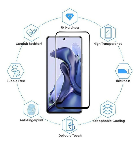 Imagem 6 de 8 de Pelicula Para Xiaomi 11t / Mi 11t Pro Tela 6.67 Full Glue