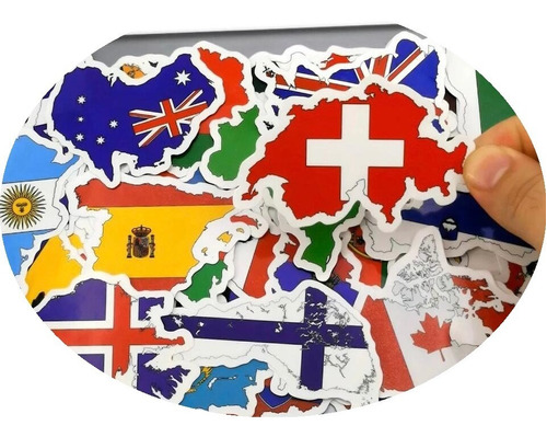 Set Stickers Banderas Países  - Decorativo 50 Vinilos Skate