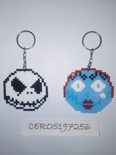 Llaveros Hama Beads 2.6mm Jack Y Sally Extraño Mundo De Jack