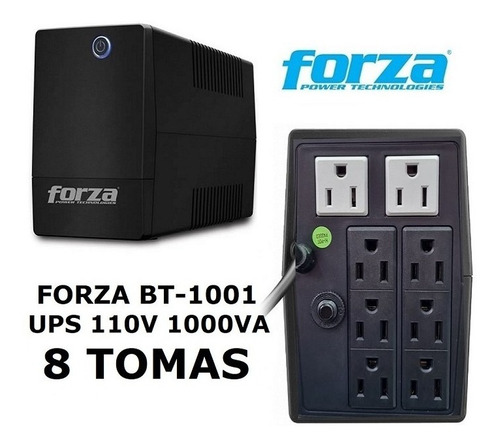Imagen 2 de 3 de Ups Forza Bt1001 1000va 600w 8 Tomas Interactiva