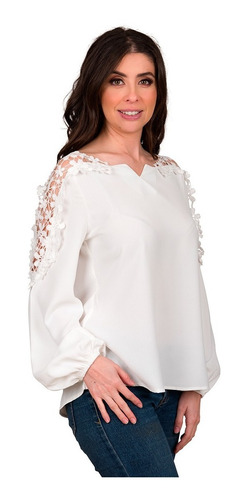 Blusa Moda Mujer Manga Larga Detalle Tejido Elegante Vmz8001