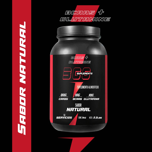 Aminoácidos Bcaas+glutamina 300suplements 1kg Varios Sabores Natural