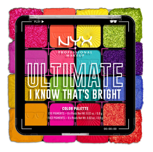 Paleta De Sombras Nyx Ultimate Shadow Palette Sombra 04W I KNOW THATS BRIGHT