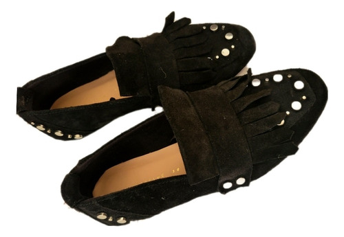 Mocasín Zapato Mujer Zara Original Importado Taches Gamuza