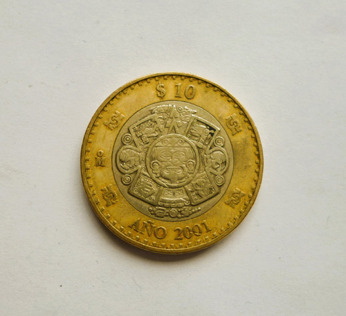Moneda De 10 Pesos Año 2001 Bimetalica