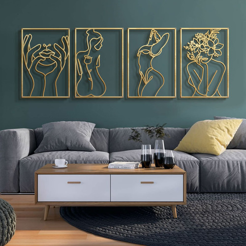 4 Paquete De Decoracin De Arte De Pared Dorado, Decoracin Mi