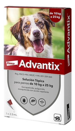 Advantix® Perros 1 X 2.5 Ml, Ampolleta Antipulgas Para Perro