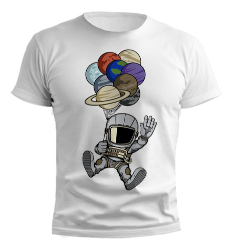 Remera Astronauta Globos Planetas Diseño