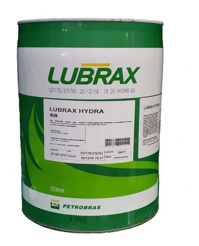 Aceite Hidráulico Lubrax - Hydra 68 X 20 Litros - Blanis.