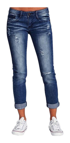 Pantalones De Las Mujeres De Talle Medio, Botones Jeans Lápi