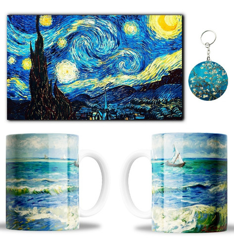 Cuadro Decorativo + Taza + Llavero Arte Vincent Van Gogh