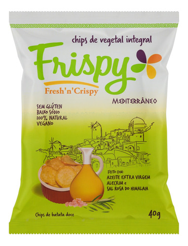 Chips de Batata-Doce Integral Mediterrâneo Frispy Fresh'n'Crispy Pacote 40g