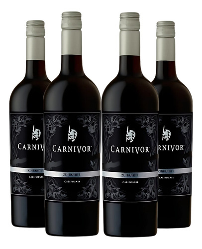 Kit 4 Vinhos N.americano Carnivor Tinto Zinfadel 2021 750ml