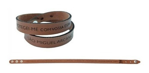 Pulseira De Couro Sintético Caramelo Oração De São Miguel 2v