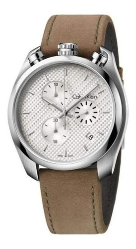Reloj Calvin Klein Continual Original Hombre E-watch Color de la correa Marrón Color del bisel Plateado Color del fondo Blanco