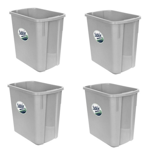 4 Pack Bote De Basura Rectangular 4l Color Gris