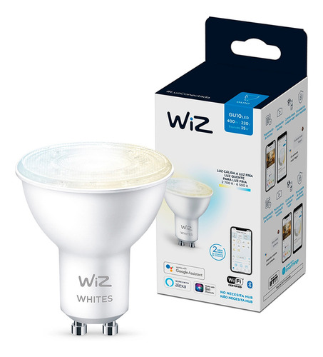 Imagen 2 de 5 de Ampolleta Led Inteligente Wiz Luz Fria & Calida Gu10 Wifi
