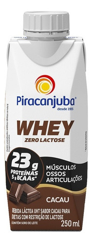 Bebida Láctea UHT Cacau Zero Lactose Piracanjuba Whey Caixa 250ml