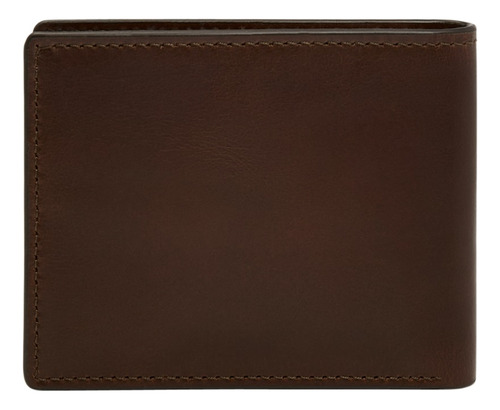 Cartera Plegable Hombre Fossil Derrick De Piel Marrón Diseño de la tela Liso
