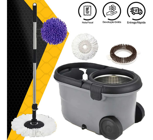 Imagem 3 de 6 de Balde Perfect Mop Pro 360 Inox C/3 Refis