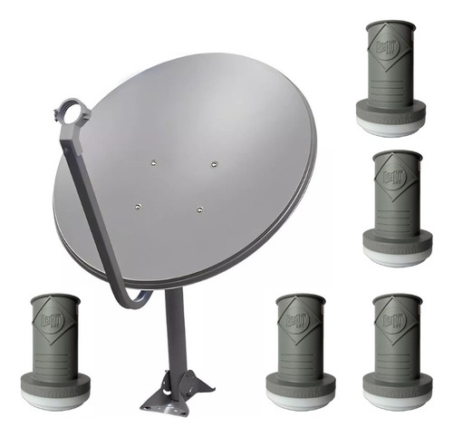 5 Antena Digital Chapa Parabolica 60cm Ku + 5 Lnbf Simples