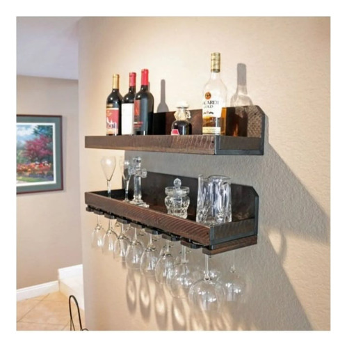 Repisa De Pared Cava Rústica Para Vinos Minimalista 