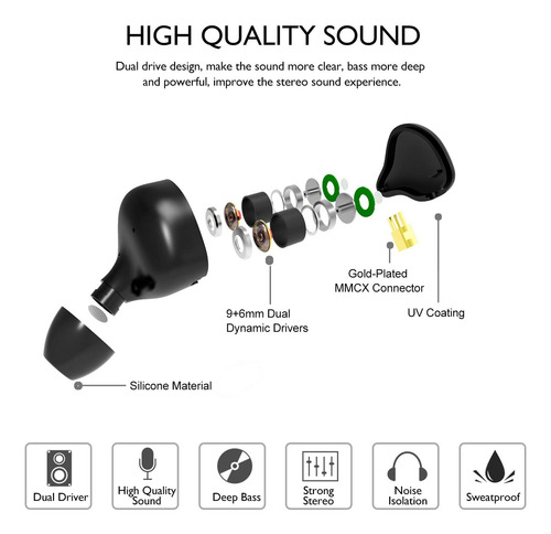 Dcmeka Auriculares In-ear C/ Monitor De Oído Y Sonido Nítido