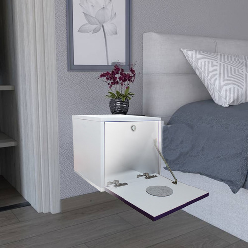 Buro Flotante Recamara Mdf Recamara Ensamblad Vinil Azul