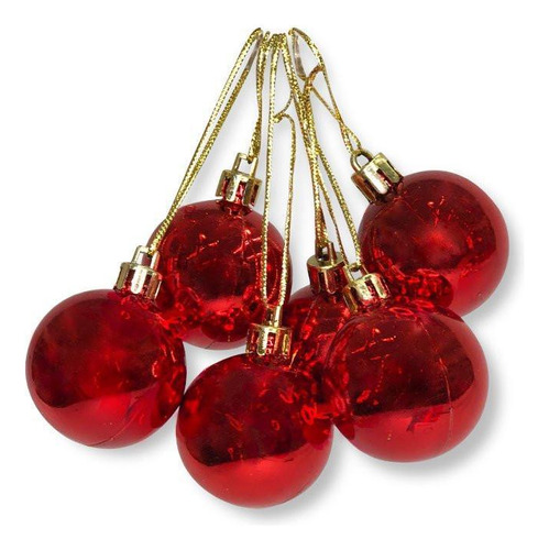 Conjunto Com 09 Bolas De Natal Enfeite Tamanho 6cm Vermelha