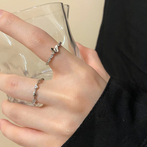 Conjunto De Anillos Con Forma De Corazón Y Mariposa Con Circ