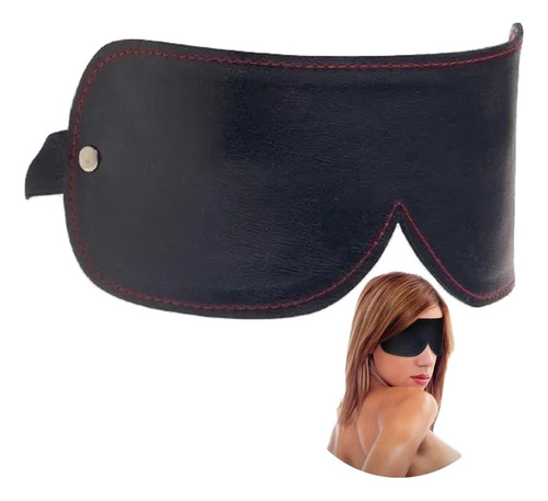 Antifaz Ciego De Cuero Liso Con Elástico Blindfold Negro